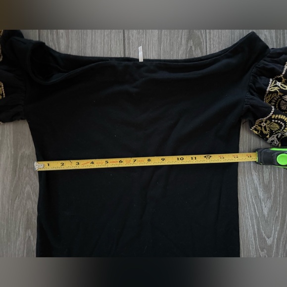 Free People|Black floral embroidered puff sleeve top “Rock with it”, Bohemian• - Picture 12 of 13